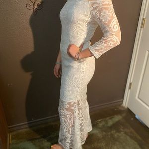 White lace maxi dress